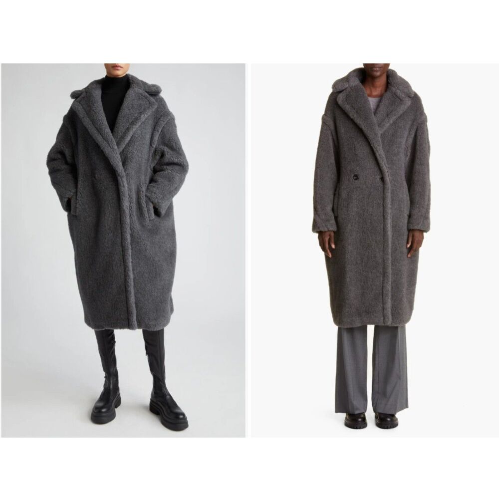 Max Mara Women's Grey Teddy Bear Icon Alpaca Coat Size Medium $4460+